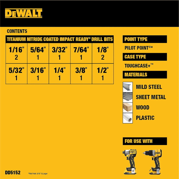 DEWALT DD5152 12PC Titanium IR Drill Bit Set - Image 3