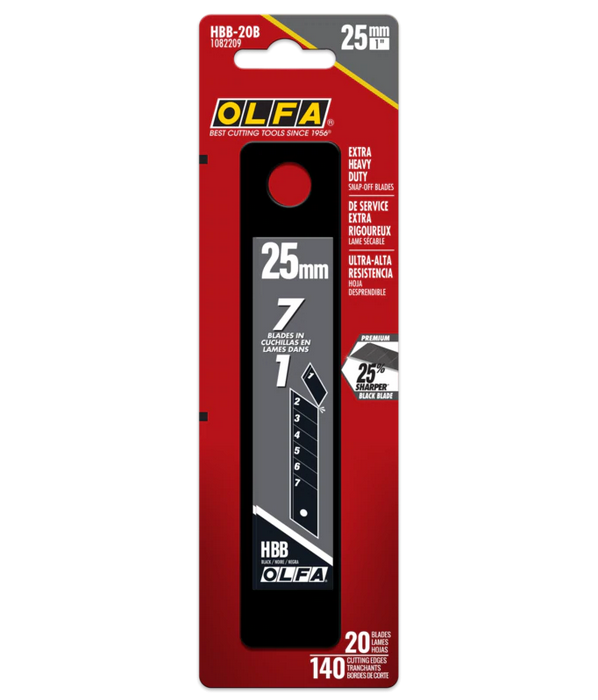 Olfa HBB-20B 25mm Black Ultra Sharp Snap-Off Blades 20-Pack