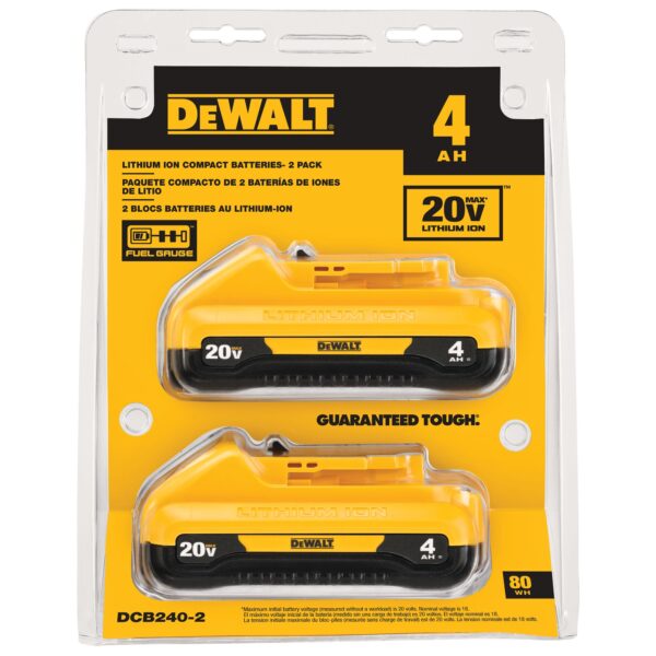 DEWALT DCB240-2 20V MAX 4.0Ah Battery Slim 2-Pack