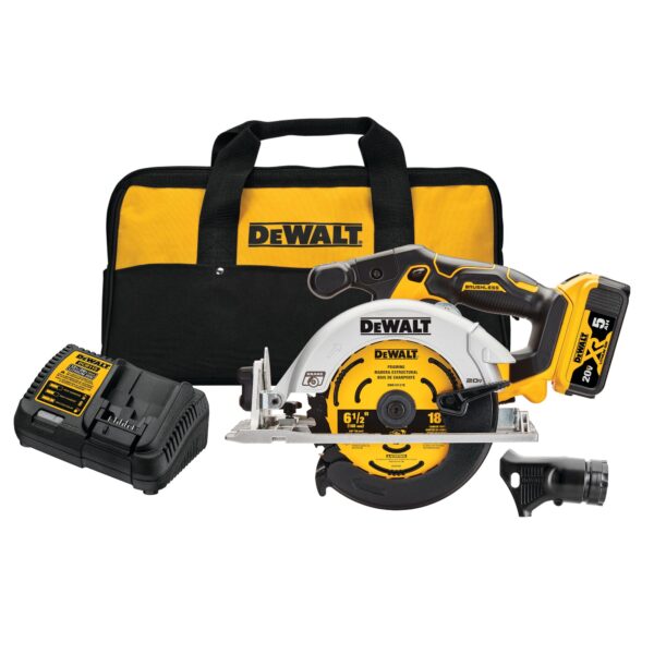 DEWALT DCS565P1 20V MAX 6-1/2" Brushless Circular Saw Kit w/1 - 5.0Ah Battery - Image 2