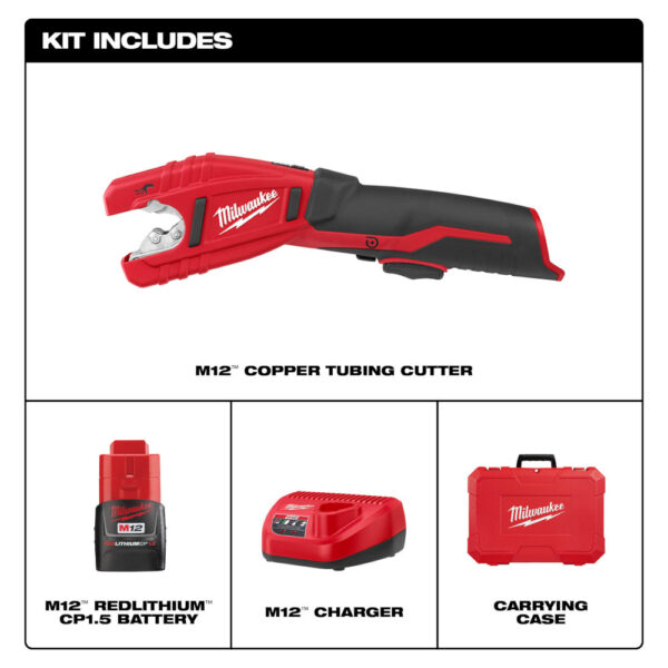 MILWAUKEE 2471-21 M12 Copper Tubing Cutter Kit - Image 2