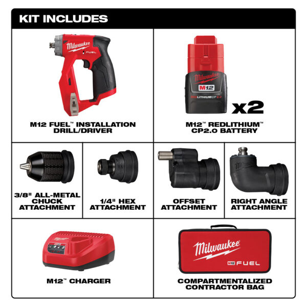 MILWAUKEE 2505-22 M12 Fuel Installation Drill/Driver Kit - Image 3