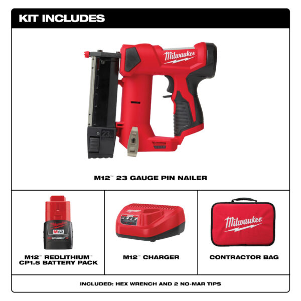 MILWAUKEE 2540-21 M12 23GA Pin Nailer Kit - Image 2