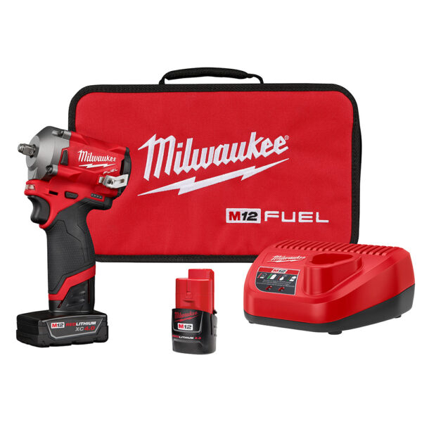 MILWAUKEE 2554-22 M12 Fuel Stubby 3/8" Impact Wrench Kit