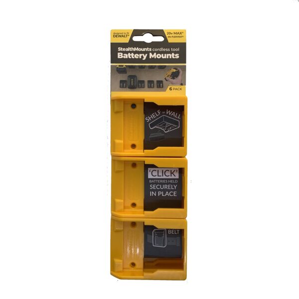 STEALTHMOUNT BM-DW20-YLW-6 DeWalt Battery Mounts Yellow (6 Pack)