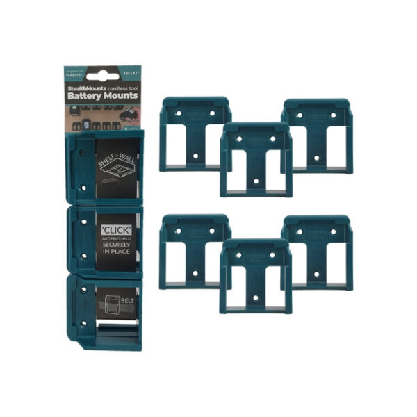 STEALTHMOUNTS BM-MK18-BLU-6 Battery Mounts for 18V Makita Battery, Blue, 6/pk