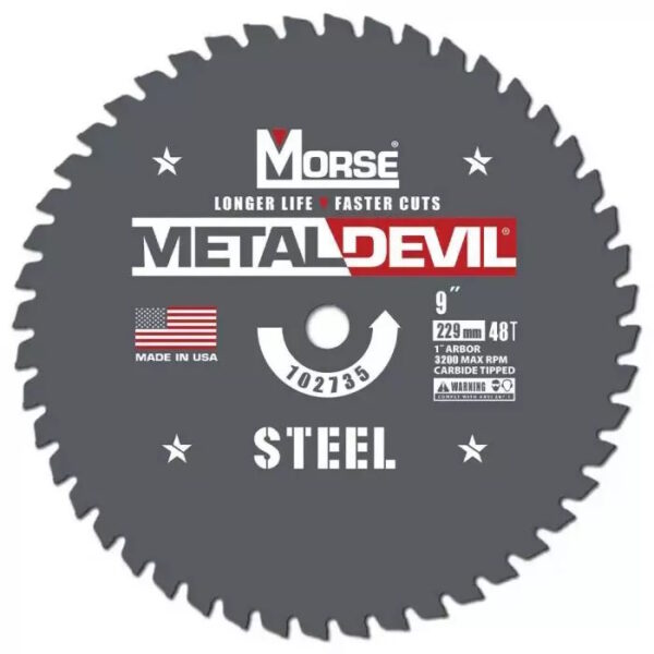 MK MORSE CSM948FSC 9" 48T Steel Blade, 1" Arbor