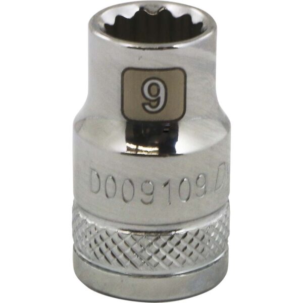 DYNAMIC TOOLS D009109 3/8" Drive 12Pt 9mm Chrome Socket