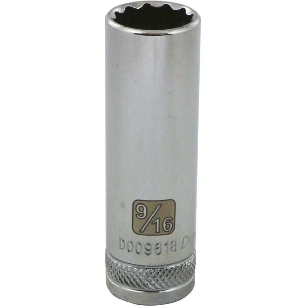 DYNAMIC TOOLS D009618 3/8" Drive 12Pt 9/16" Deep Chrome Socket