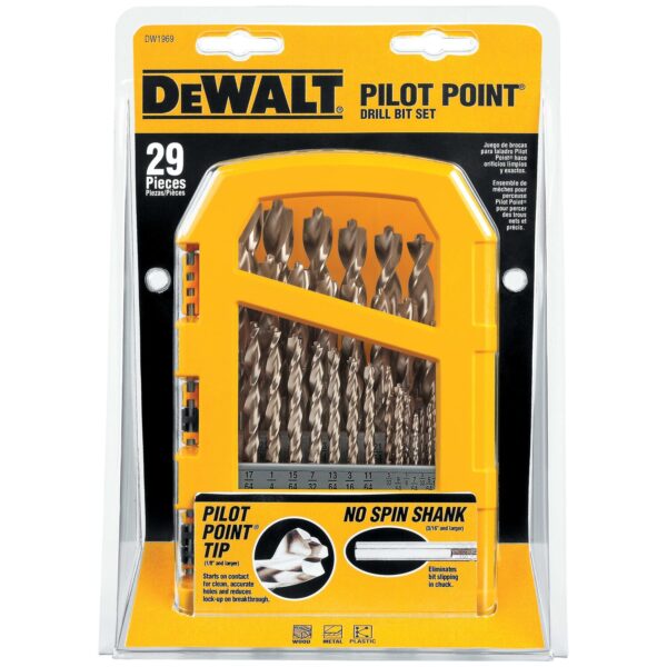 DEWALT DW1969 29Pc Pilot Point Drill Bit Set