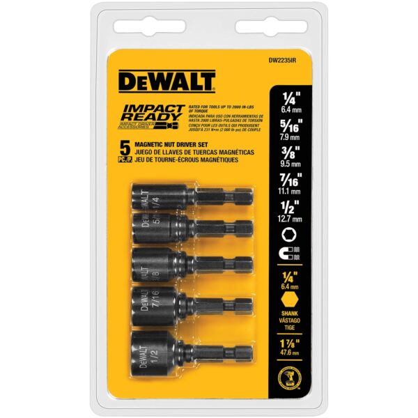 DEWALT DW2235IR 5Pc Magnetic Impact Ready Nutsetter Set