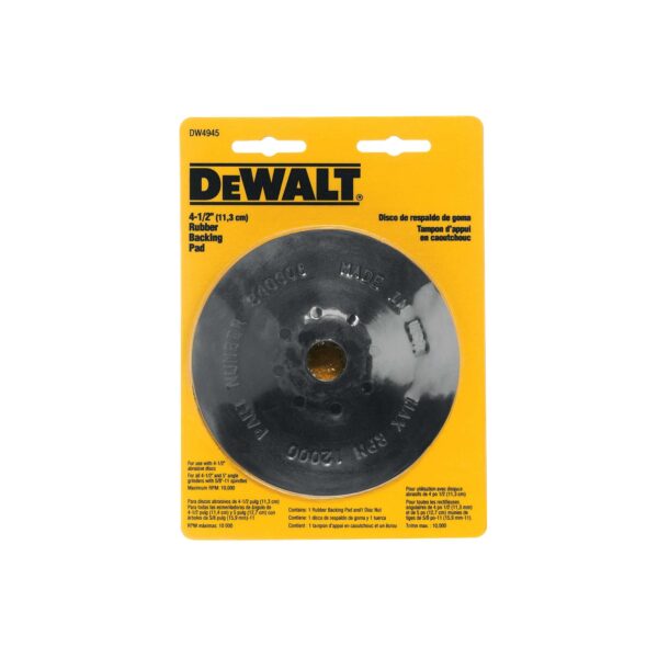 DEWALT DW4945 4-1/2" Rubber Backing Pad with 5/8"-11 Lock Nut