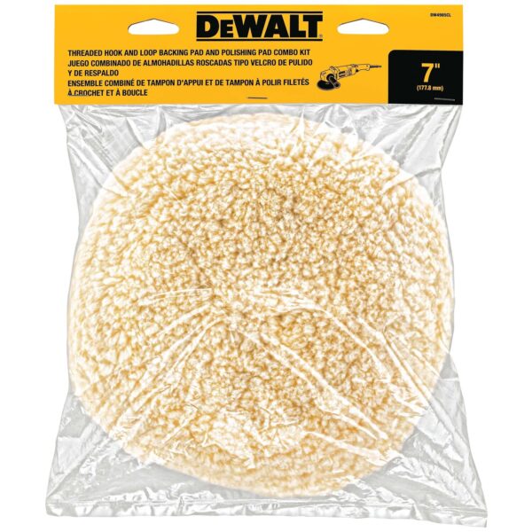 DEWALT DW4985CL 7" Wool Buffing Pad & Backing Pad Kit