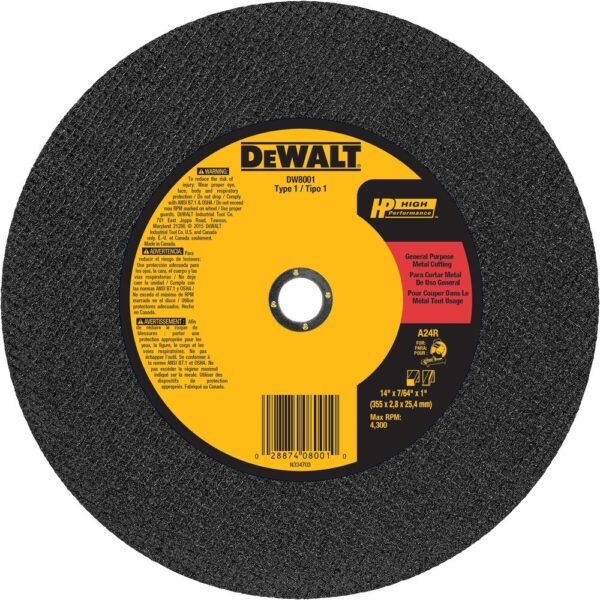 DEWALT DW8001 14" X 7/64" X 1" General Purpose Wheel