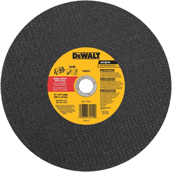 DEWALT DW8023 12" x 1/8" 20MM Metal Cut Off Wheel