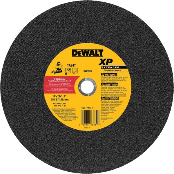 DEWALT DW8059 14" x 7/64" x 1" Red Ceramic Chop Saw Wheel