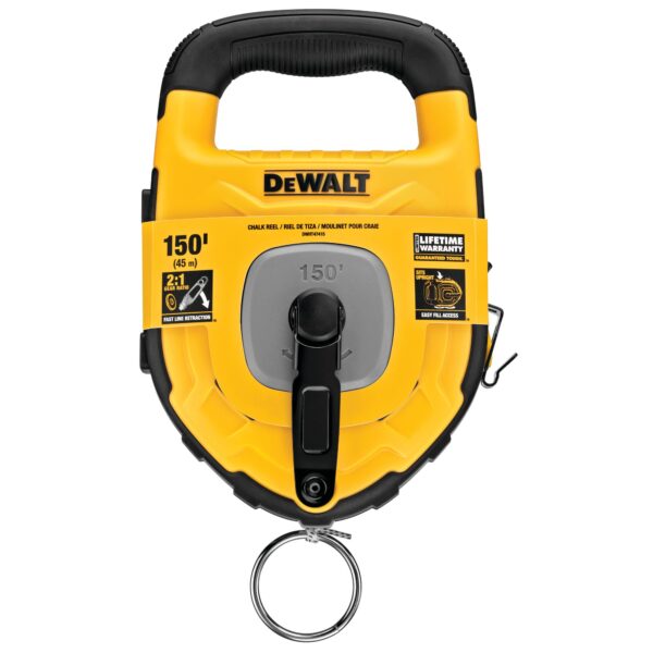 DEWALT DWHT47415 150' Chalk Line 1 lb Chalk Capacity w/ Ring & Hook 2:1 Ratio