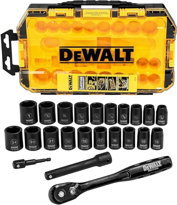 DEWALT DWMT74739 23 pc SAE/Metric Socket Set 1/2" Drive Impact