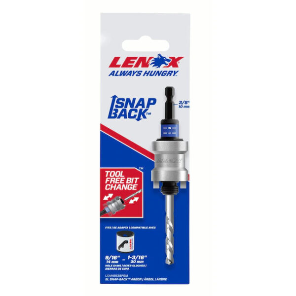 LENOX LXAH9938PBM Arbor for Hole Saws up to 1-3/16" Qc, 3/8" Hex Shank, 3-1/4" P