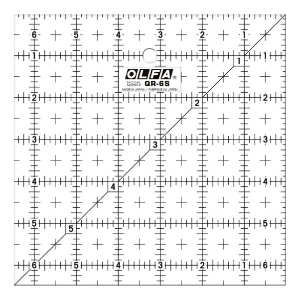 OLFA 1071798 QR-6S 6 1/2" Square Frosted Acrylic Ruler