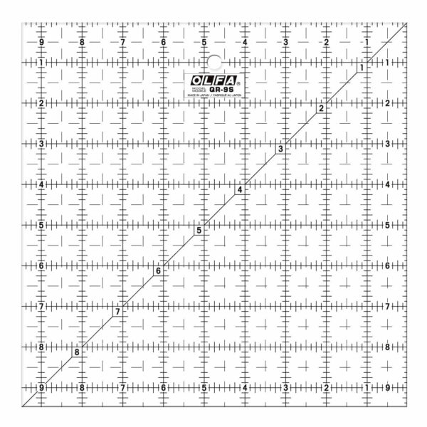 OLFA 1071799 QR-9S 9 1/2" Square Frosted Acrylic Ruler