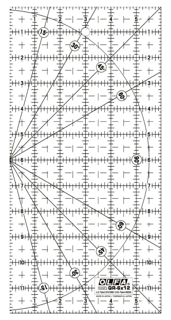 OLFA 1071819 QR-6x12 6" x 12" Frosted Acrylic Ruler