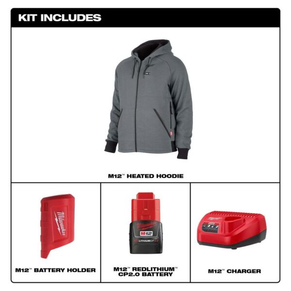 MILWAUKEE 306G-21XL M12 Grey Heated Hoodie Kit - XL - Image 2