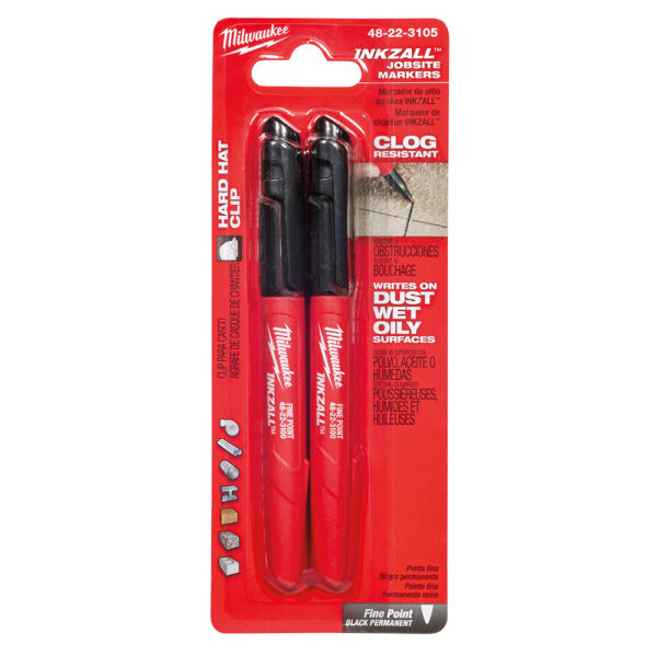 MILWAUKEE 48-22-3105 2PK INKZALL Black Fine Point Markers