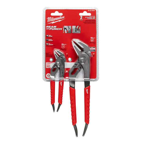 MILWAUKEE 48-22-6330 6" & 10" Comfort Grip Straight Jaw Pliers Set - Image 2