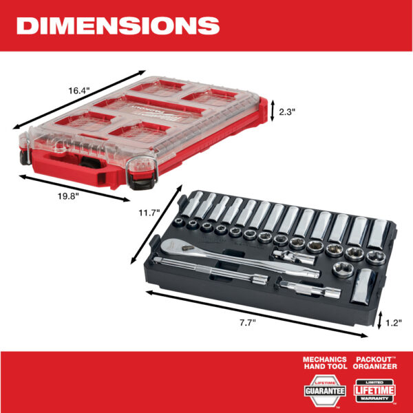 MILWAUKEE 48-22-9482 3/8" 32pc Ratchet and Socket Set in PACKOUT - Metric - Image 3