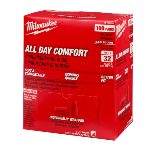 MILWAUKEE 48-73-3006 100 Pair Ear Plugs (Individually Sealed Pairs)