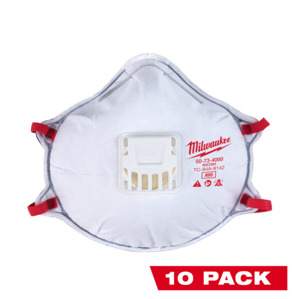 MILWAUKEE 48-73-4004 10pk N95 Valved Respirator with Gasket - Image 3