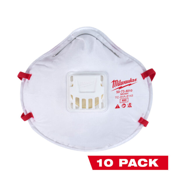 MILWAUKEE 48-73-4014 10pk N95 Valved Respirator - Image 2