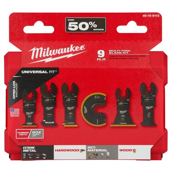 MILWAUKEE 49-10-9113 OPEN-LOK 9PC Multi Tool Blade Kit - Image 2