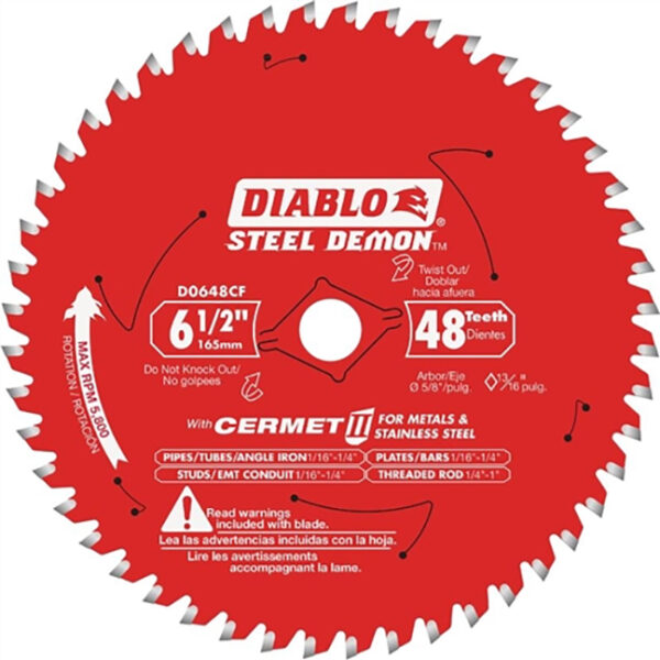 DIABLO D0648CFX 6-1/2" x 48T Cermet Carbide Metal and Stainless Saw Blade