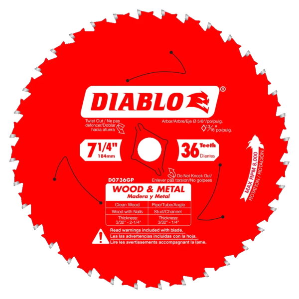 DIABLO D0736GPA 7-1/4" x 36T Wood/Metal Circular Saw Blade