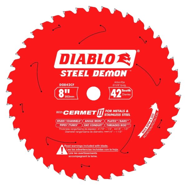 DIABLO D0842CF 8" x 42T Steel Demon Cermet Ferrous Metals Circular Saw Blade