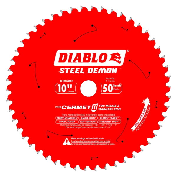 DIABLO D1050CF 10" x 50T Cermet Steel Demon Circular Saw Blade