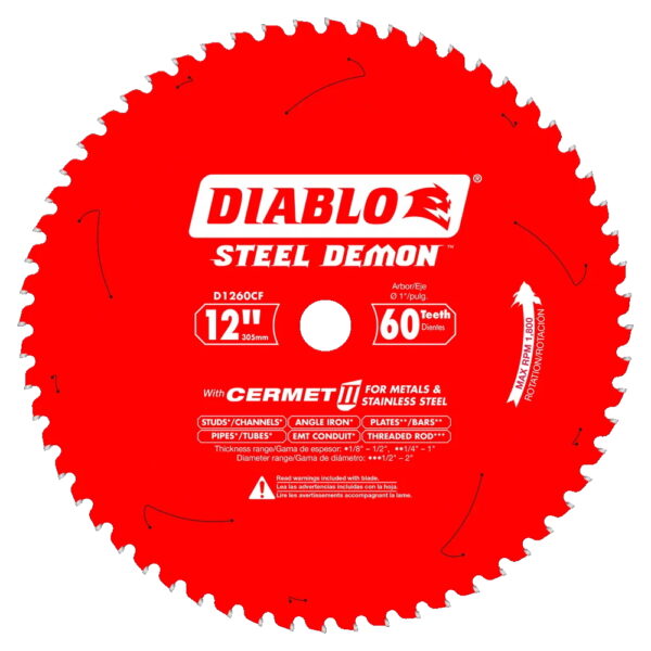 DIABLO D1260CF 12" x 60T Cermet Ferrous Metals Circular Saw Blade