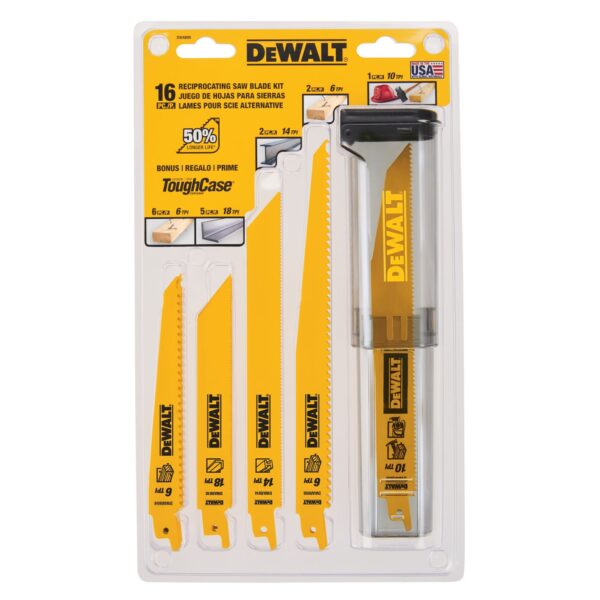 DEWALT DW4899 16Pc Reciprocating Blade Set w/Case