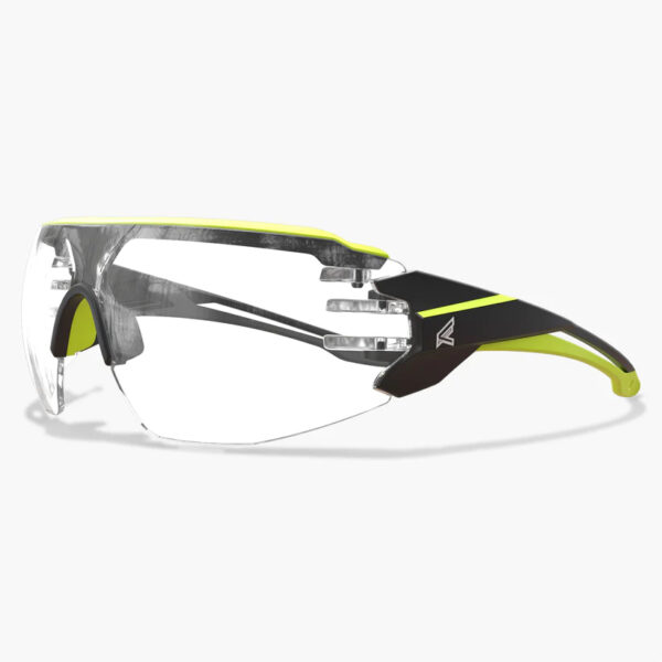 EDGE TV161VS Taven Safety Glasses Blk w/Hi-Vis Yellow Frame Vpr Shield Clr Lens