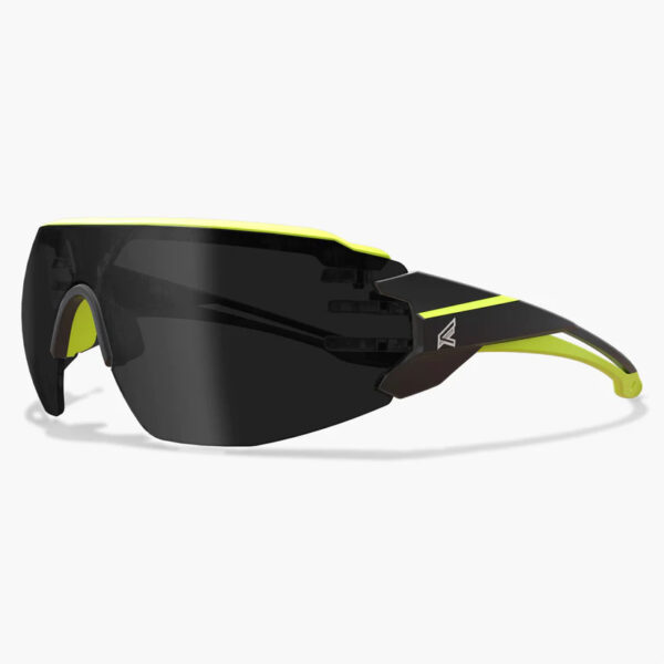 EDGE TV166VSTaven Safety Glasses Blk w/Hi-Vis Yellow Frame Vpr Shield Smoke Lens