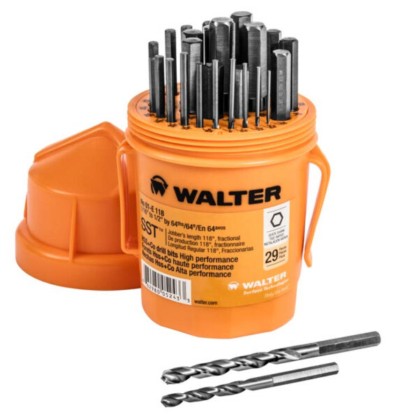 WALTER 01E118 1/16"-1/2" Drill Bit Set Quick Shank by 64ths