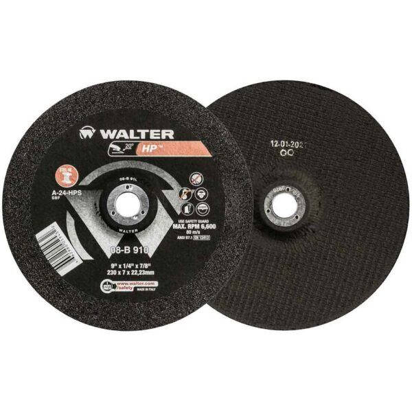 WALTER 08B910 9"x1/4" HP Depressed Center Grinding Wheel