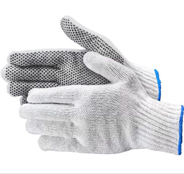 GLOVES 103001M Medium String Knit Cotton Dotted Gloves - 12Pk