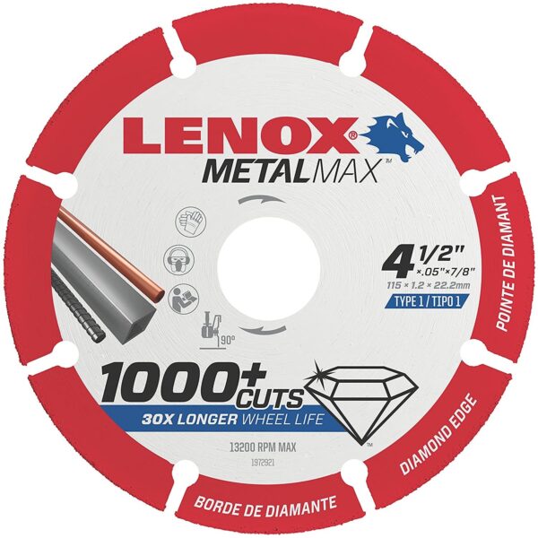 LENOX 1972921 4.5" x 7/8" Diamond Edge Cutoff Wheel