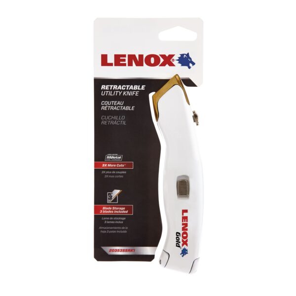 LENOX 20353SSRK1 Gold Retractable Utility Knife w/ 5 Blade Storage