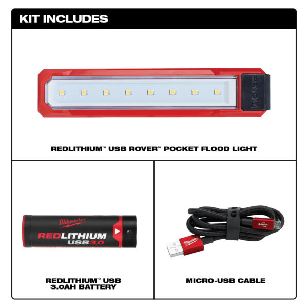 MILWAUKEE 2112-21 USB Rechargeable Rover Pocket Flood Light 445 Lumens - Image 2