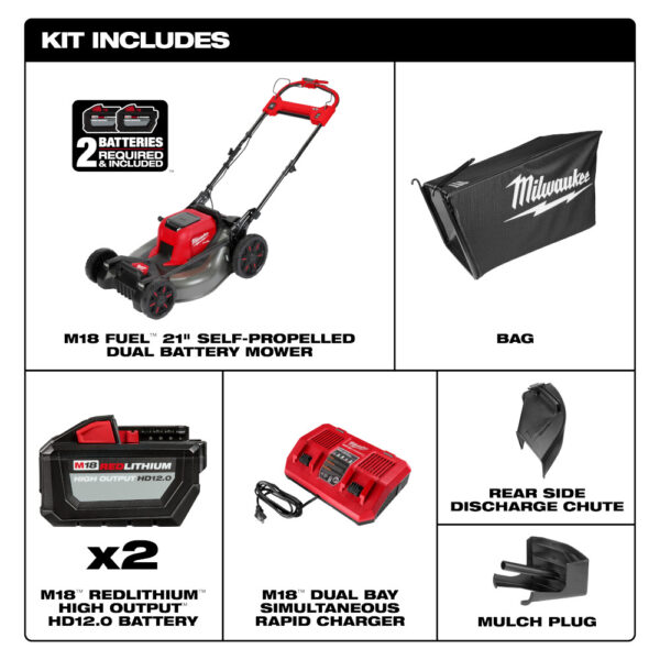 MILWAUKEE 2823-22HD M18 FUEL 21" Self-Propelled Dual Battery Mower Kit - Image 2