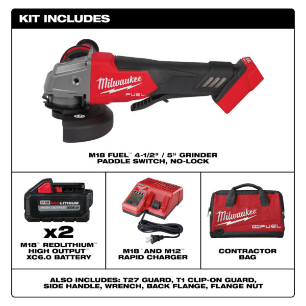 MILWAUKEE 2880-22 M18 Fuel Grinder 4-1/2" - 5" w/Paddle Switch Gen 2 Kit - Image 2